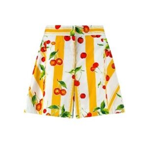 Pearl by Lela Rose Women's Cherry Print Cotton Shorts - White and Yellow